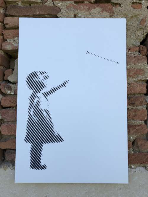 Tableau gravure "La petite fille au bâton"